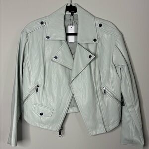 Express Faux Leather Moto Jacket in Ice Green – NWT